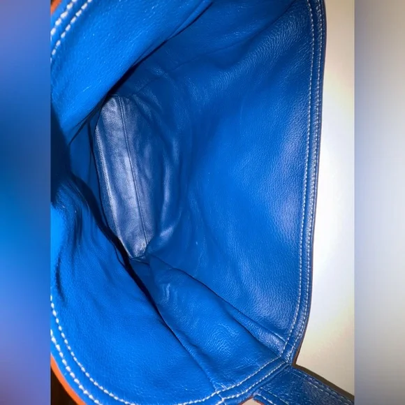 Marc Jacobs Reversible Leather Tote Brown Blue Shoulder Bag - Picture 4 of 10